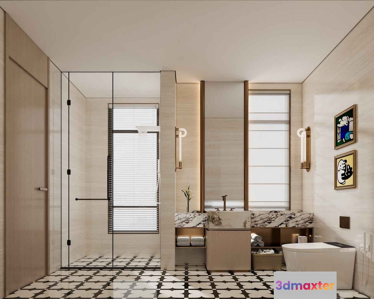 A Modern Bathroom 3D Model - 14235 - CORONA Render