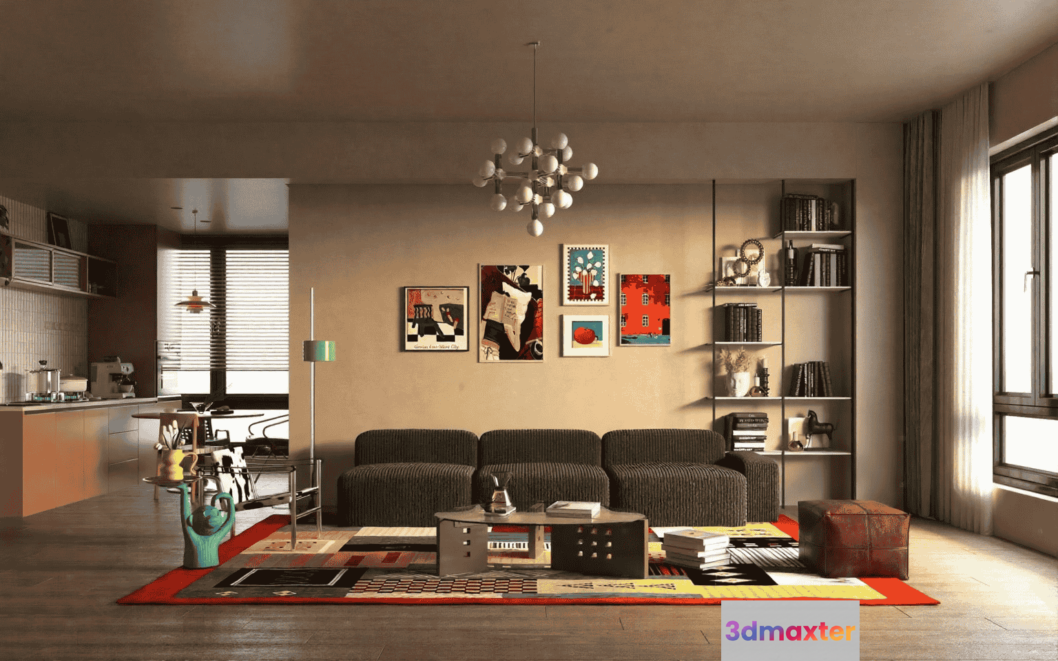 Modern Living Room 3D Model - 15014 - VRAY Render