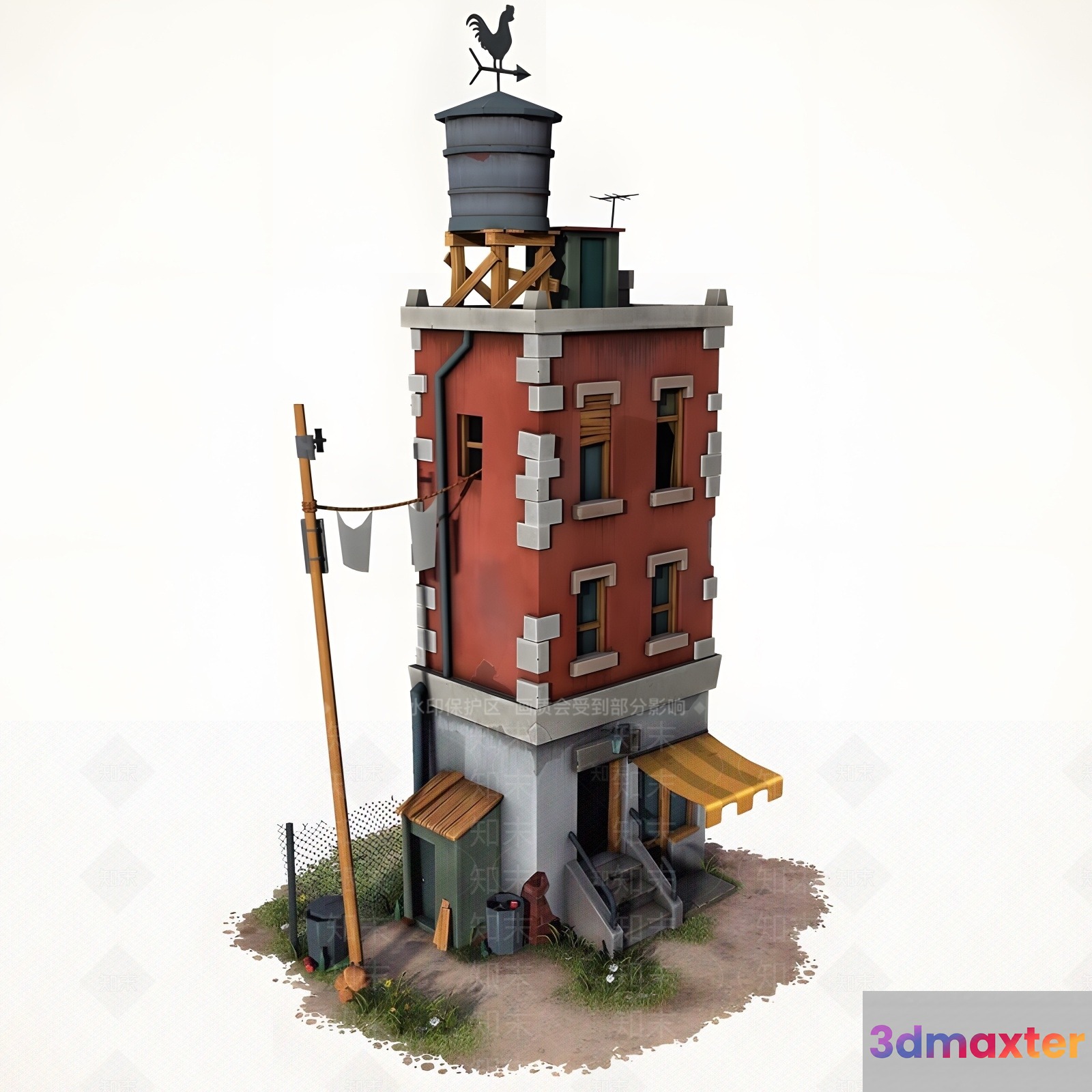 A 3D Model Of A Small Building 3D Model - 16961 - VRAY Render