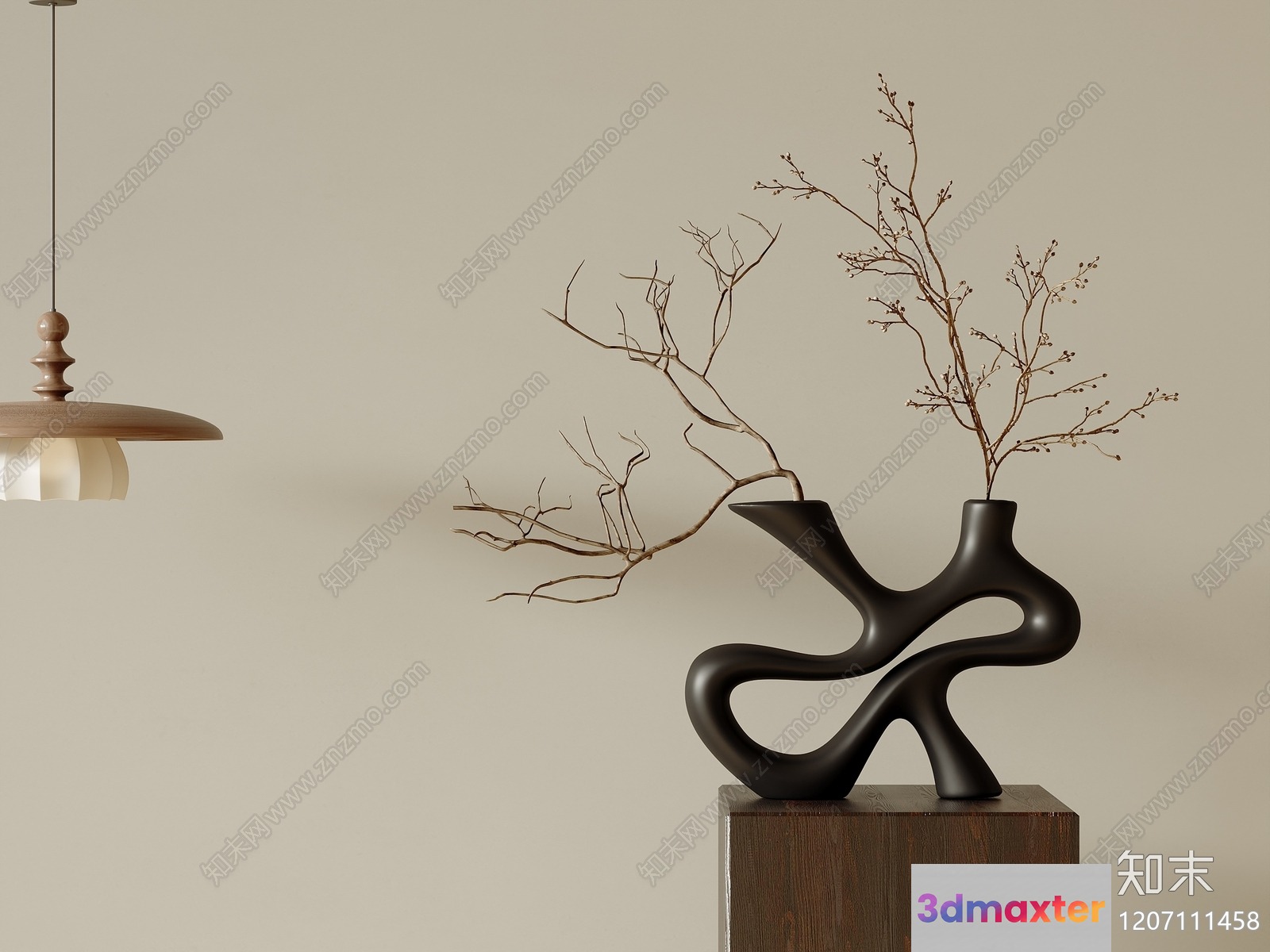 A Modern Vase With Branches 3D Model - 11910 - VRAY Render