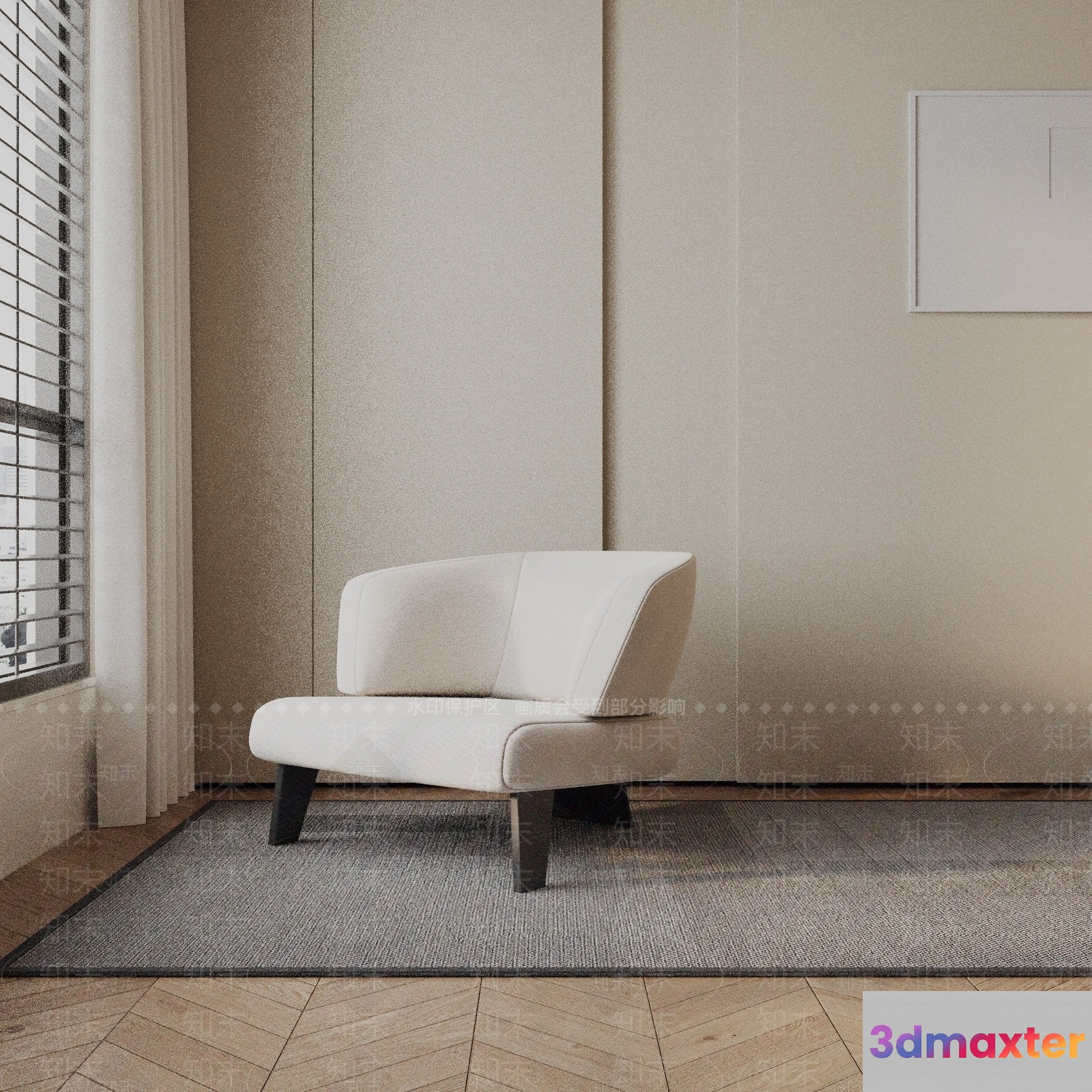 Modern Minimalist Sofa 3D Model - 16605 - VRAY Render