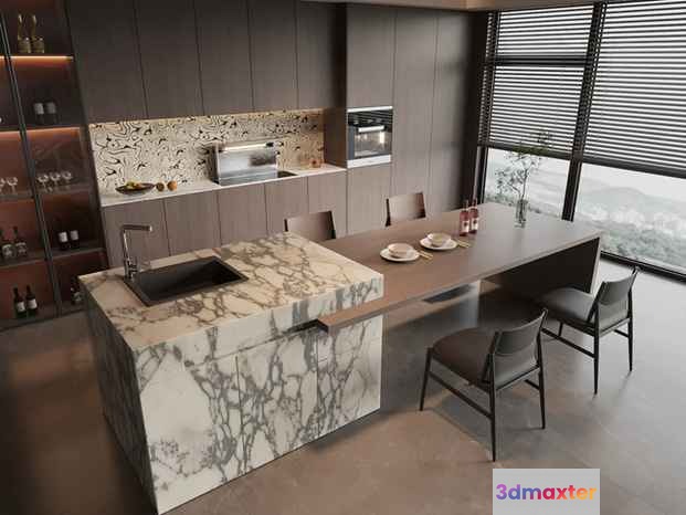 Modern Kitchen 3D Model - 17615 - VRAY Render