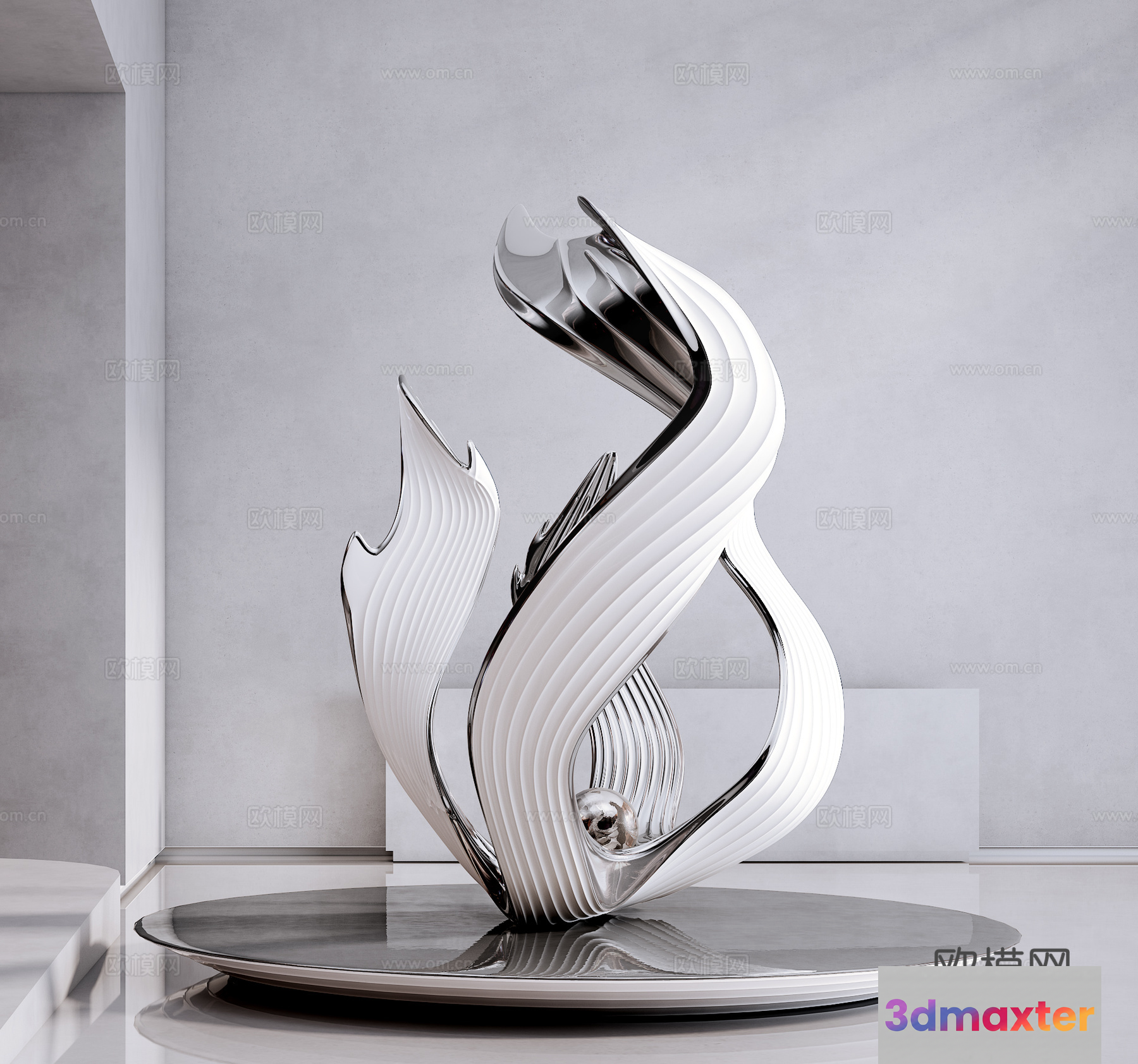 Modern Metal Sculpture 3D Model - 19540 - VRAY Render