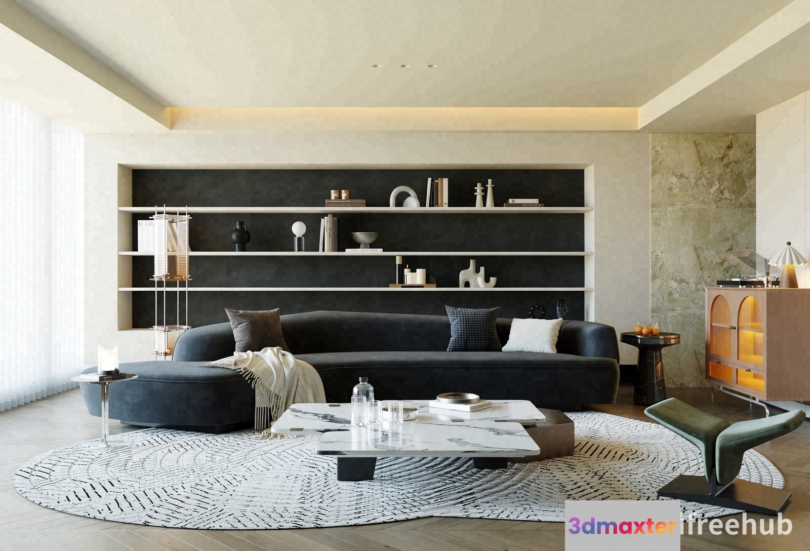 Modern Living Room 3D Model - 21532 - VRAY Render