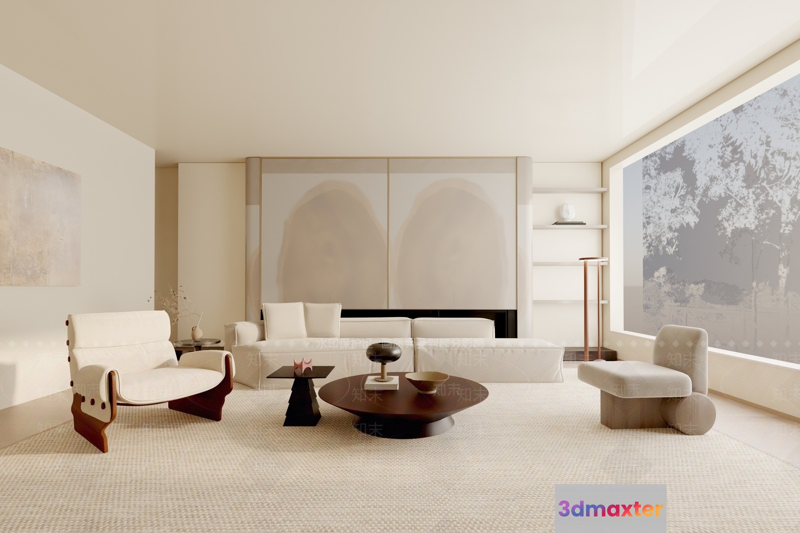 Modern Living Room 3D Model - 13358 - VRAY Render