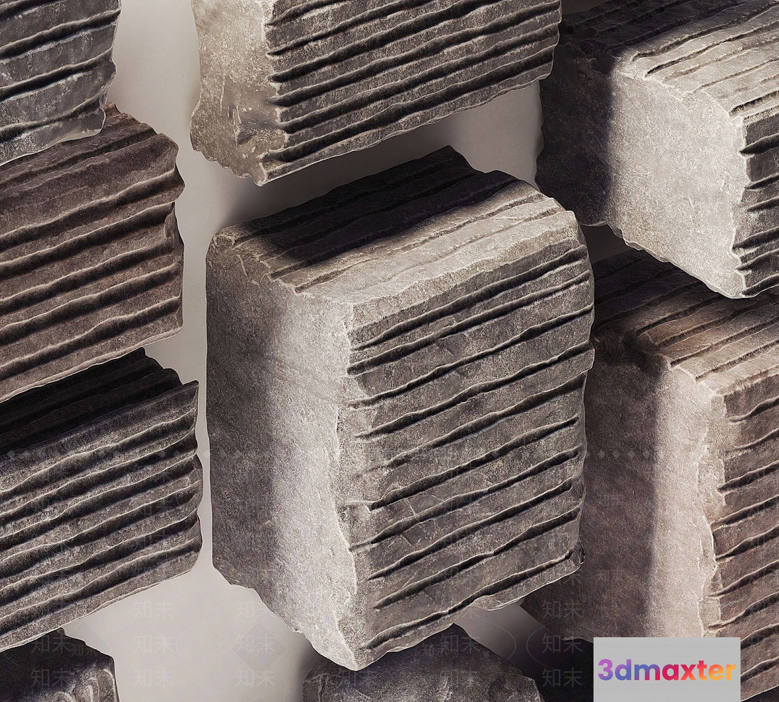 Gray Stone Blocks 3D Model - 10137 - VRAY Render