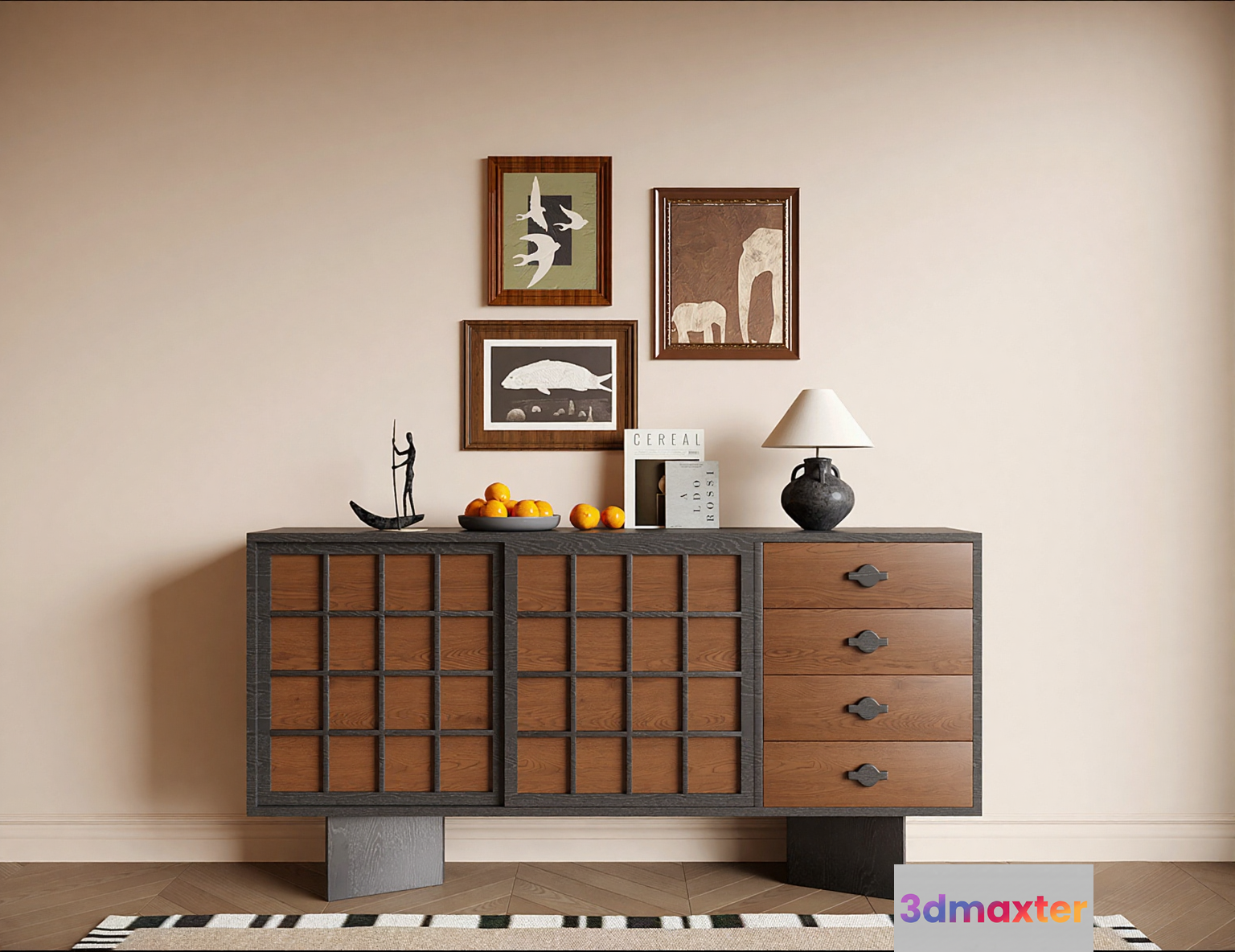 Mid-Century Modern Sideboard 3D Model - 10509 - VRAY Render