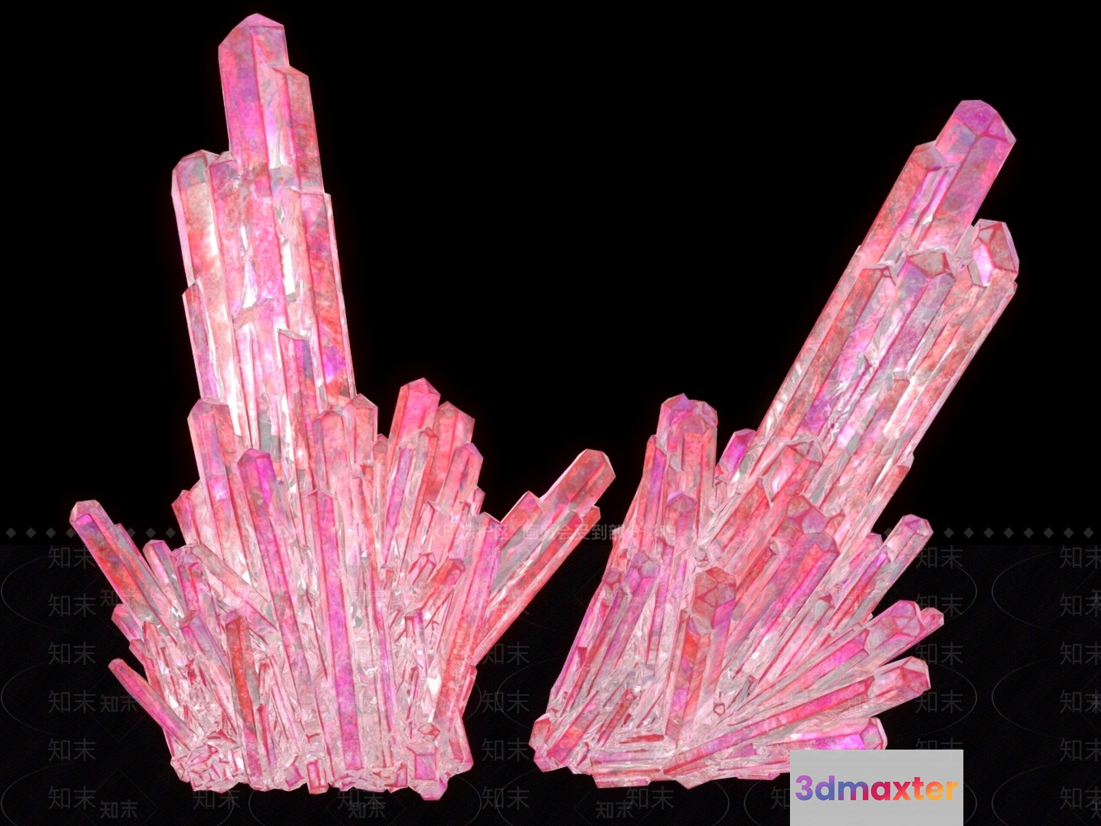 Pink Crystals 3D Model - 18873 - VRAY Render