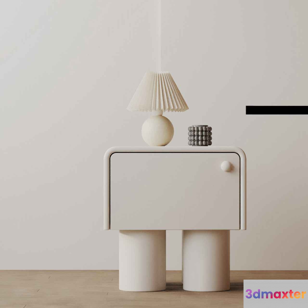 Modern White Nightstand 3D Model - 10333 - VRAY Render