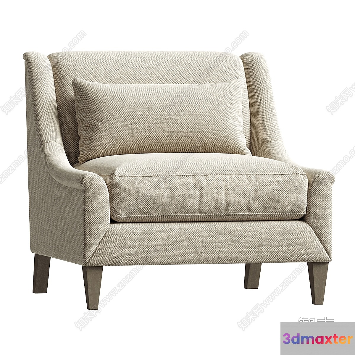 White Chair With Pillow 3D Model - 13195 - VRAY Render