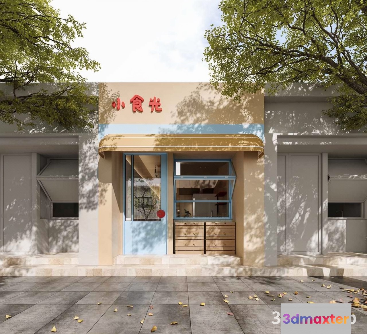 A Storefront With A Tree 3D Model - 20253 - VRAY Render