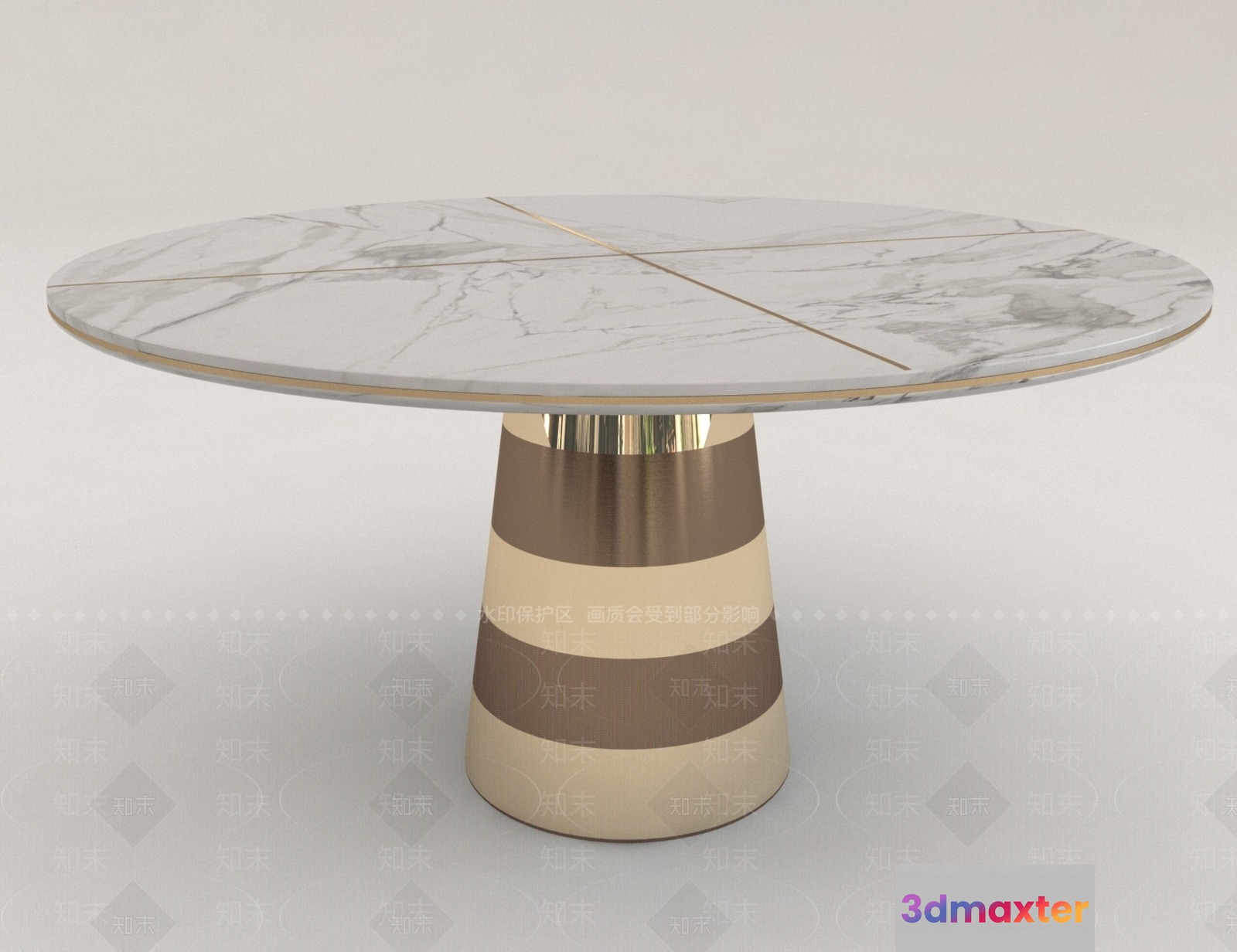 A Round Table With A Marble Top 3D Model - 7501 - VRAY Render