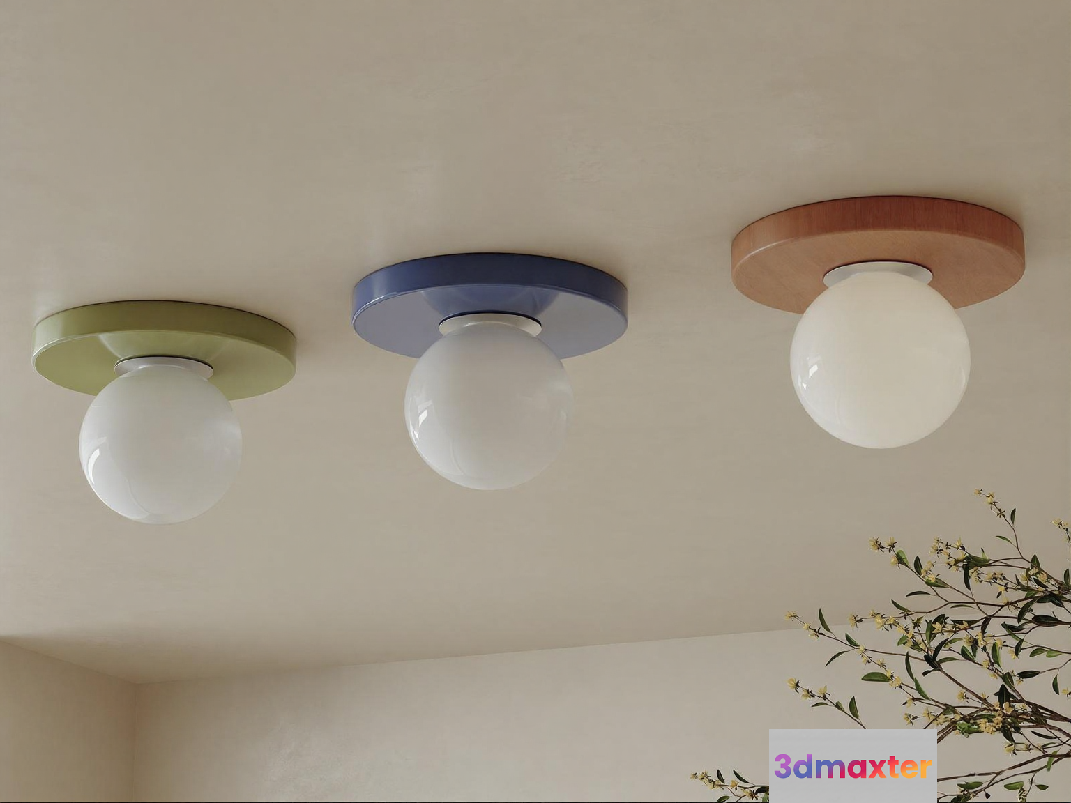 Three Ceiling Lights 3D Model - 2384 - VRAY Render
