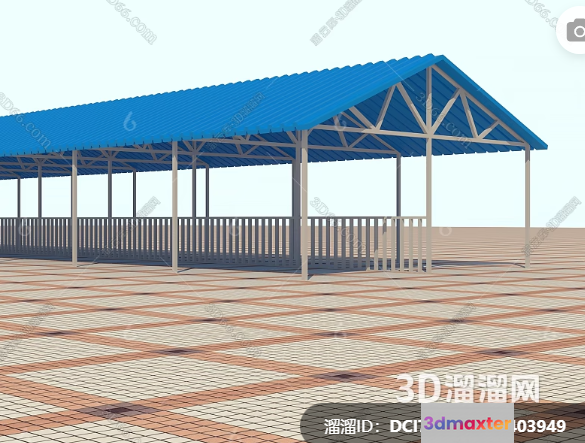 A Blue And White Building 3D Model - 4474 - VRAY Render