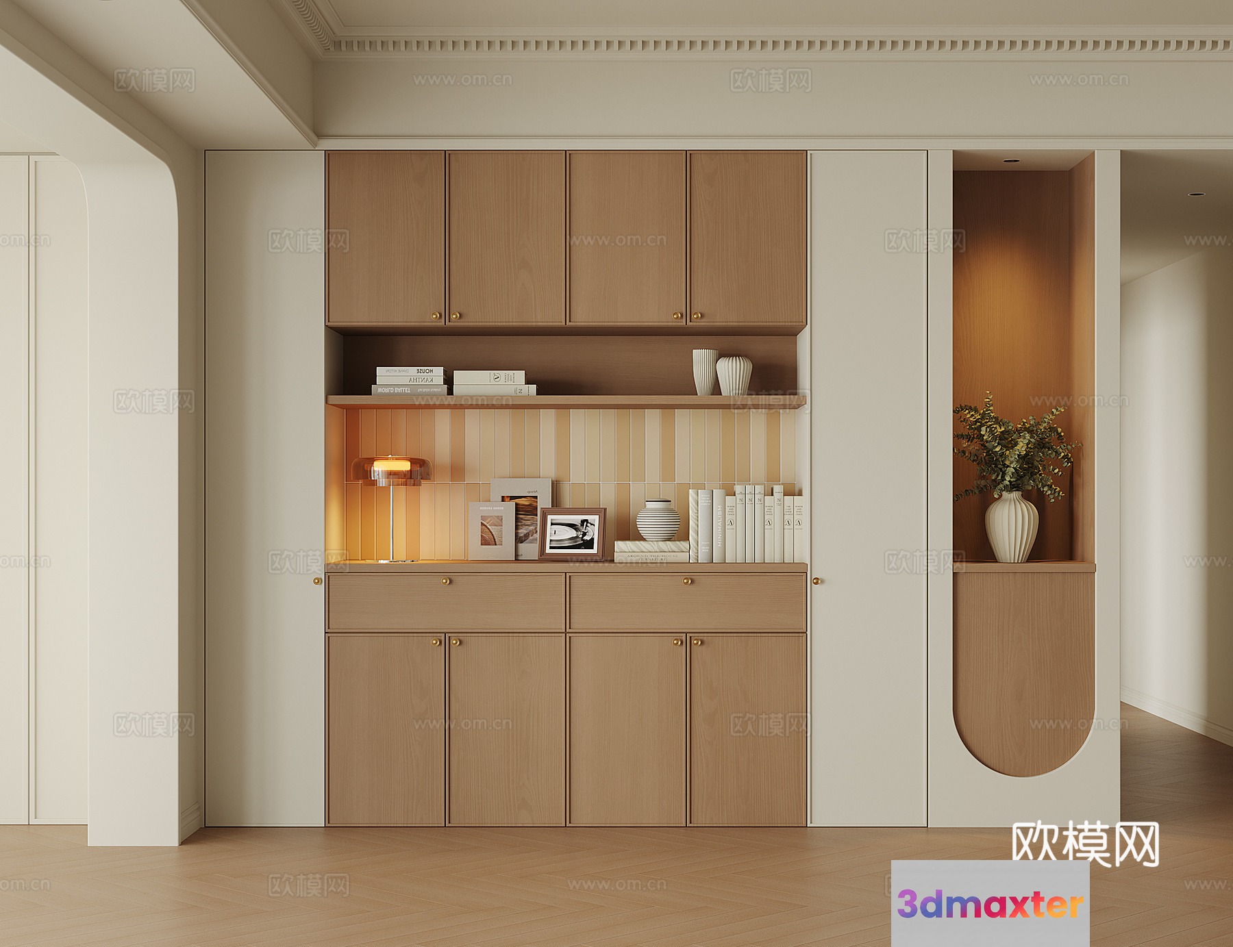 A Modern Wooden Cabinet 3D Model - 23471 - VRAY Render