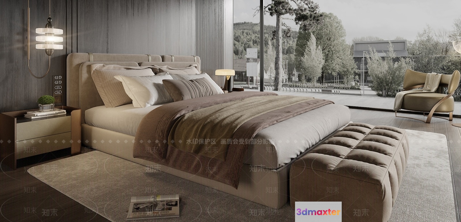 Cozy Bedroom 3D Model - 3393 - VRAY Render