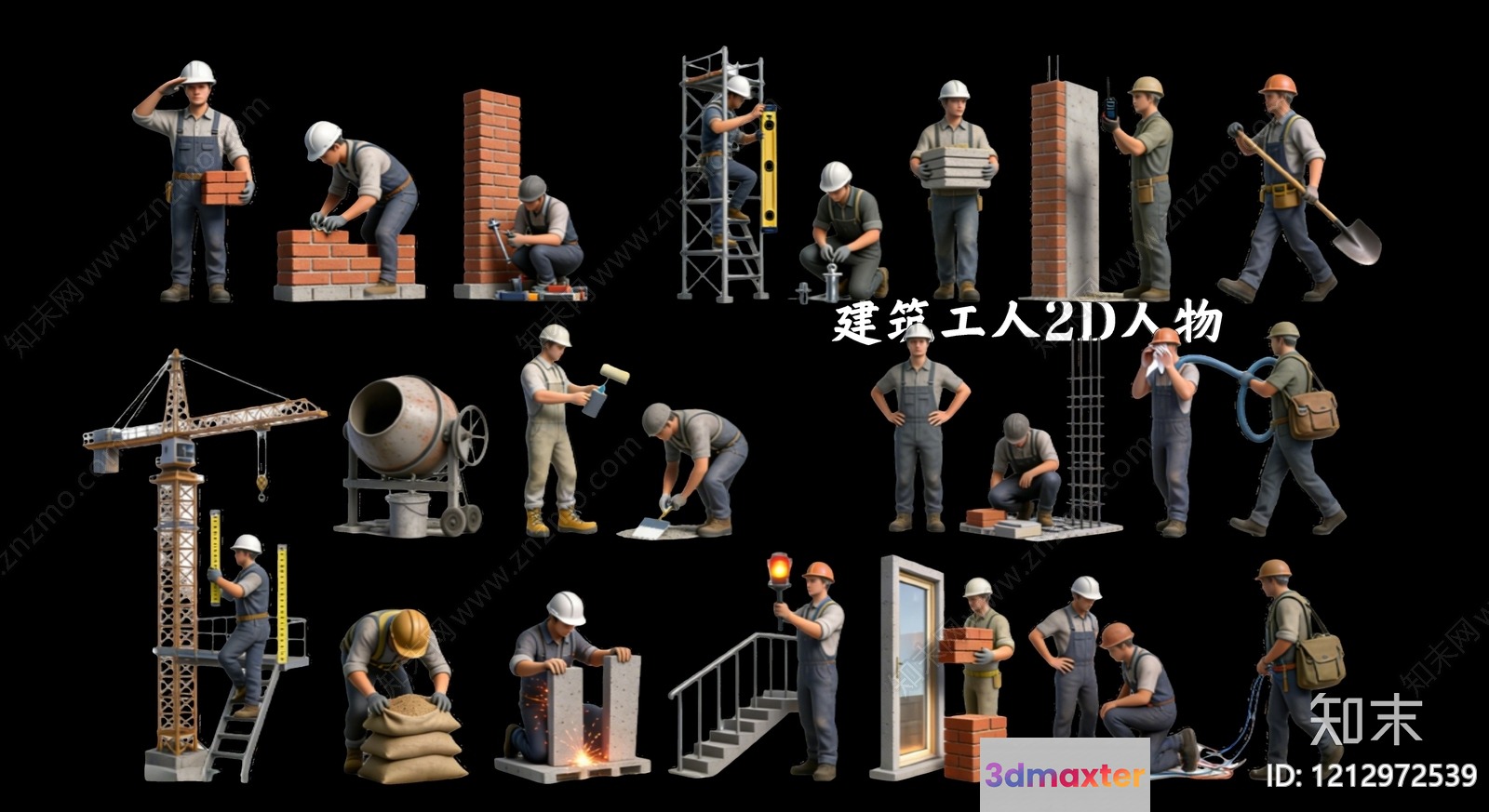 Construction Workers 3D Model - 14480 - VRAY Render