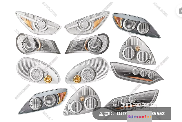 Car Headlight Parts 3D Model - 9635 - VRAY Render