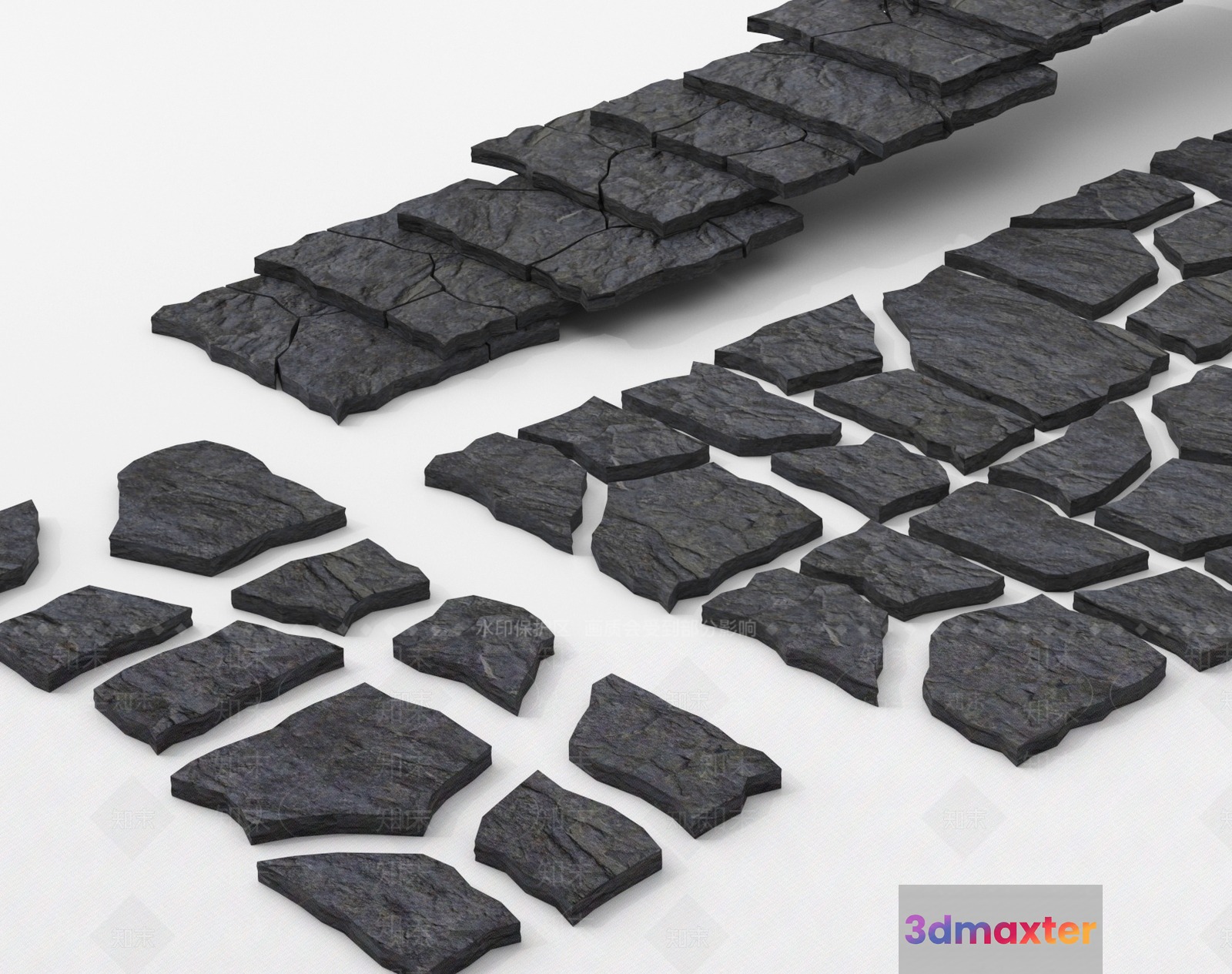 Gray Stone Pathway 3D Model - 18034 - VRAY Render