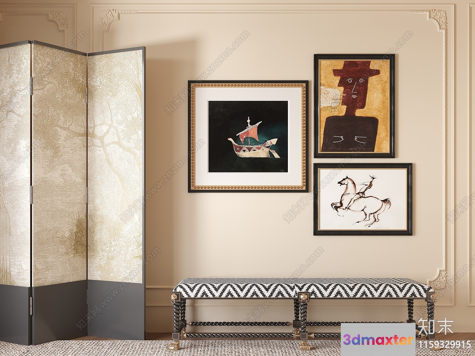 Modern Art Display 3D Model - 19130 - VRAY Render
