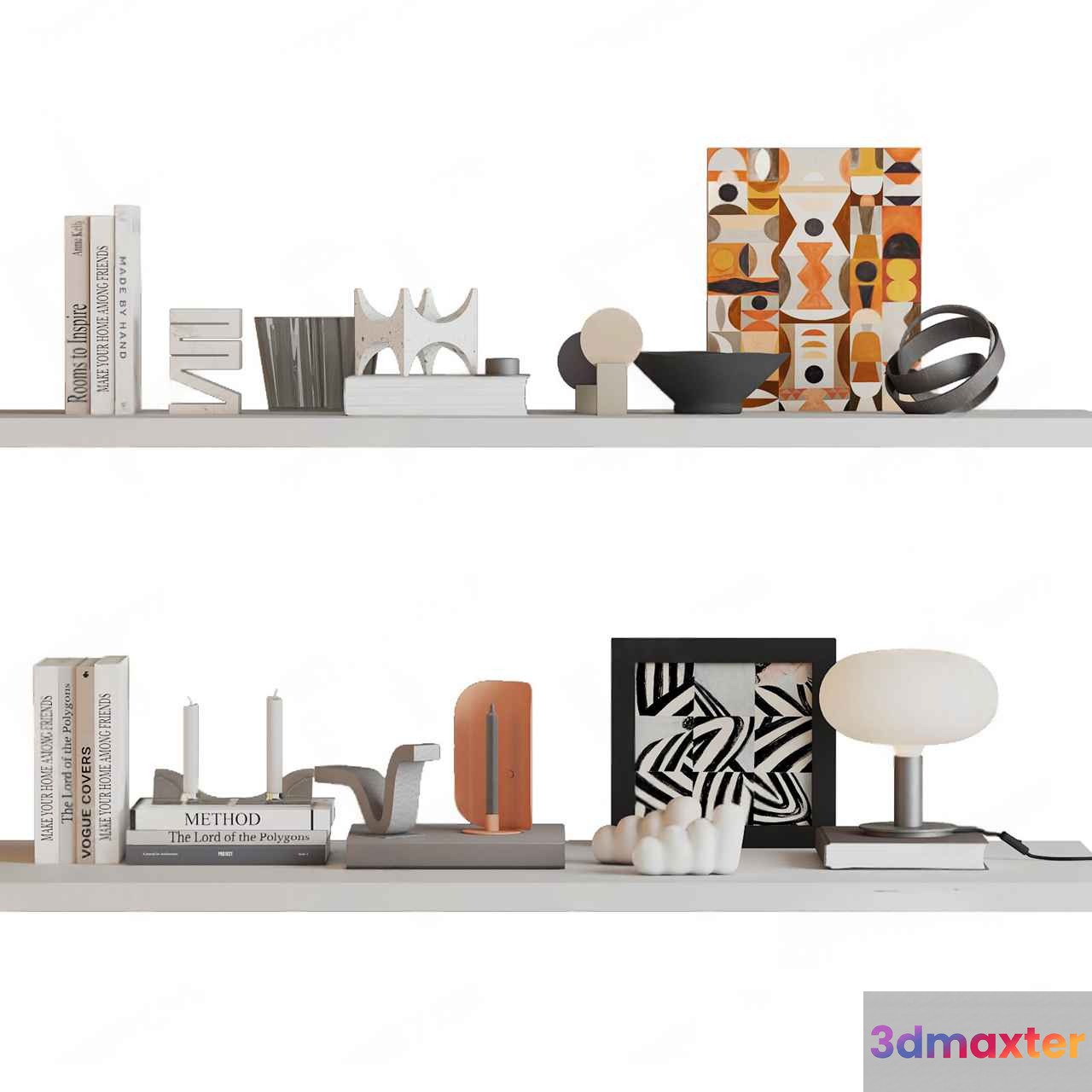 Modern Decorative Shelves 3D Model - 4065 - VRAY Render