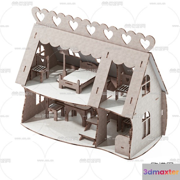 A Cardboard Dollhouse 3D Model - 2607 - VRAY Render