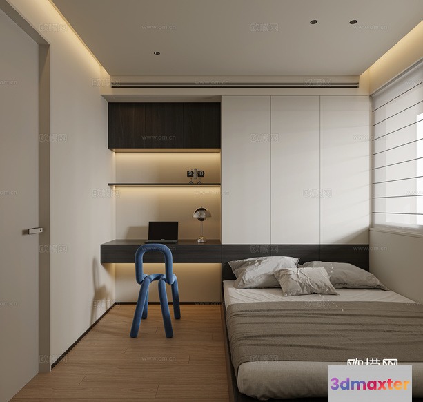 A Modern Room With A Bed 3D Model - 10228 - CORONA Render