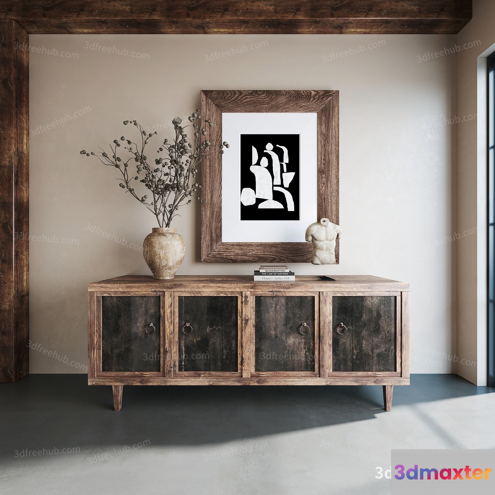 Modern Wooden Cabinet 3D Model - 18927 - VRAY Render
