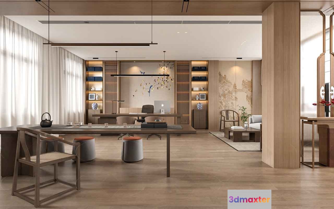 Modern Office Space 3D Model - 8386 - VRAY Render