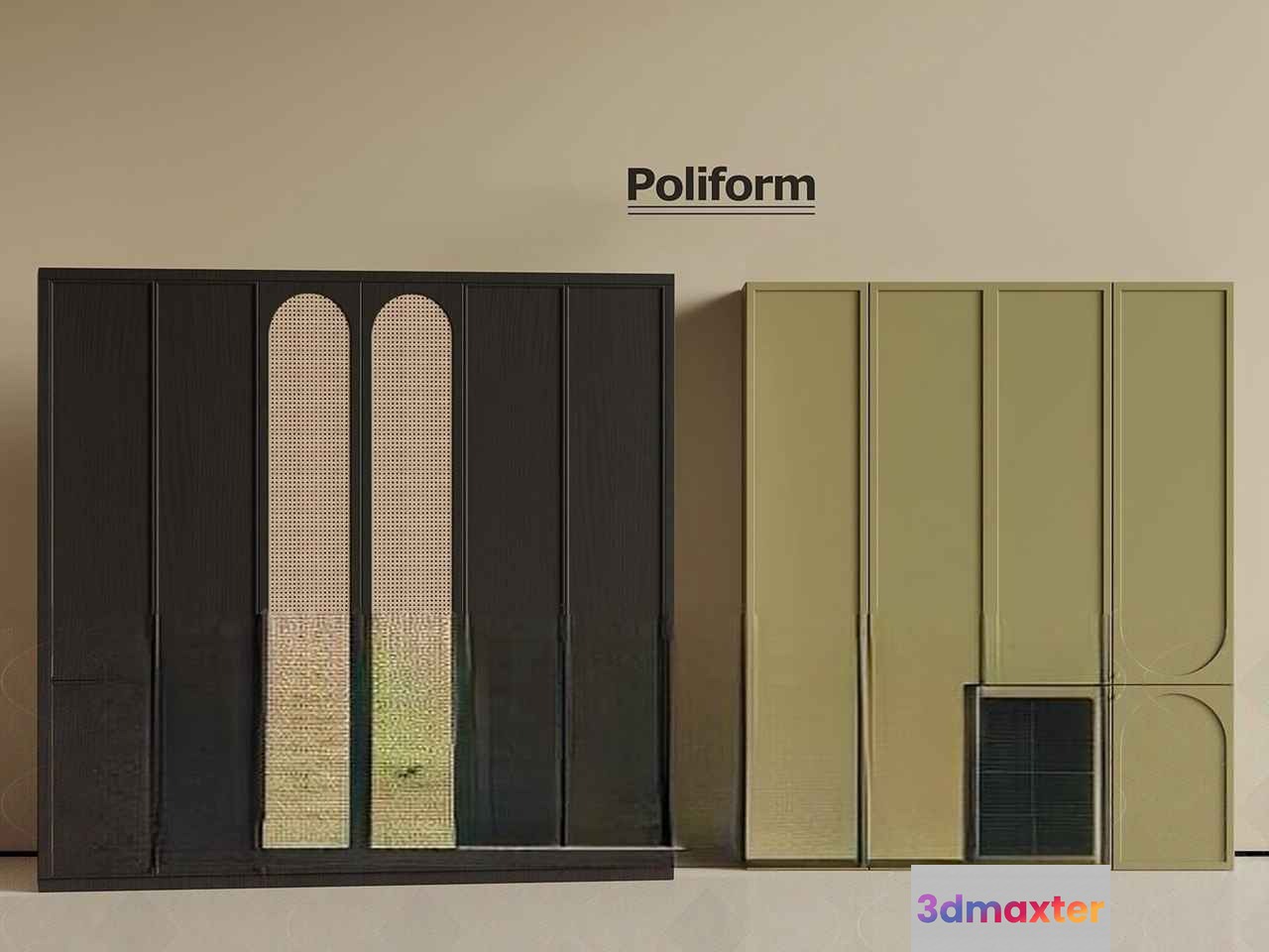 A Poliform Wardrobe 3D Model - 14348 - VRAY Render