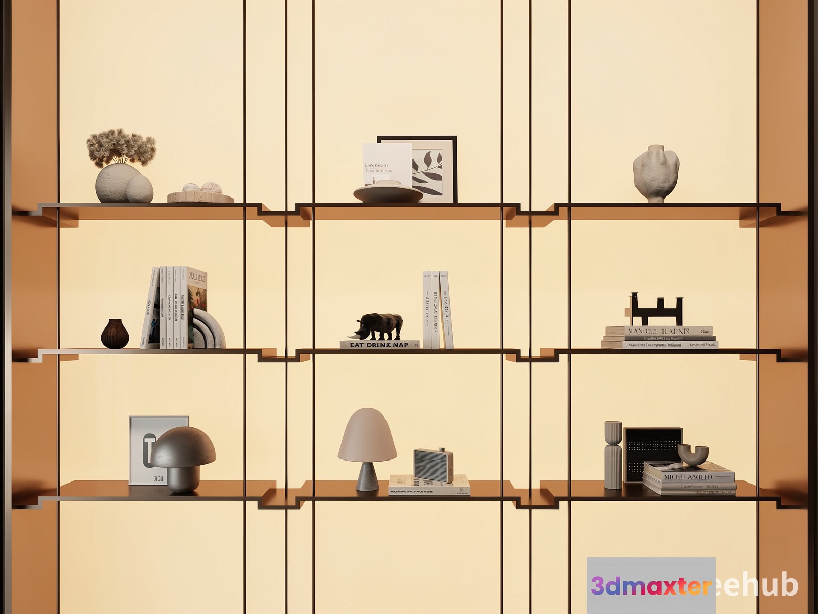 A Modern Shelving Unit 3D Model - 21211 - VRAY Render
