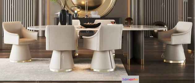 Modern Dining Room 3D Model - 7436 - VRAY Render