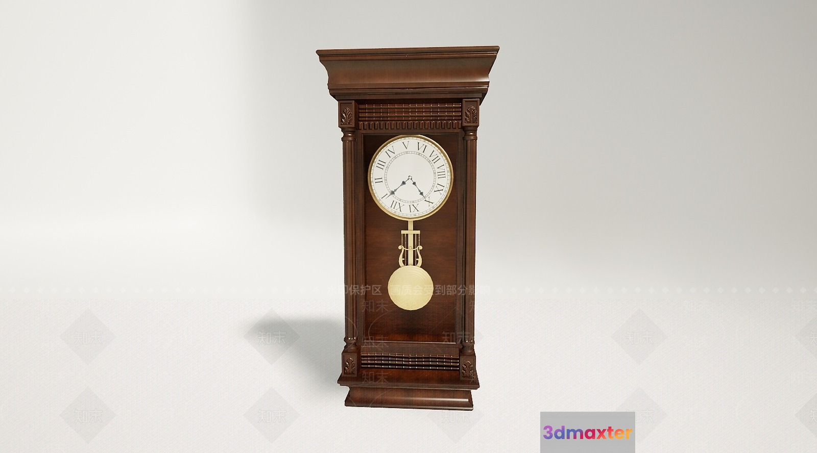 A Wooden Grandfather Clock 3D Model - 11892 - VRAY Render