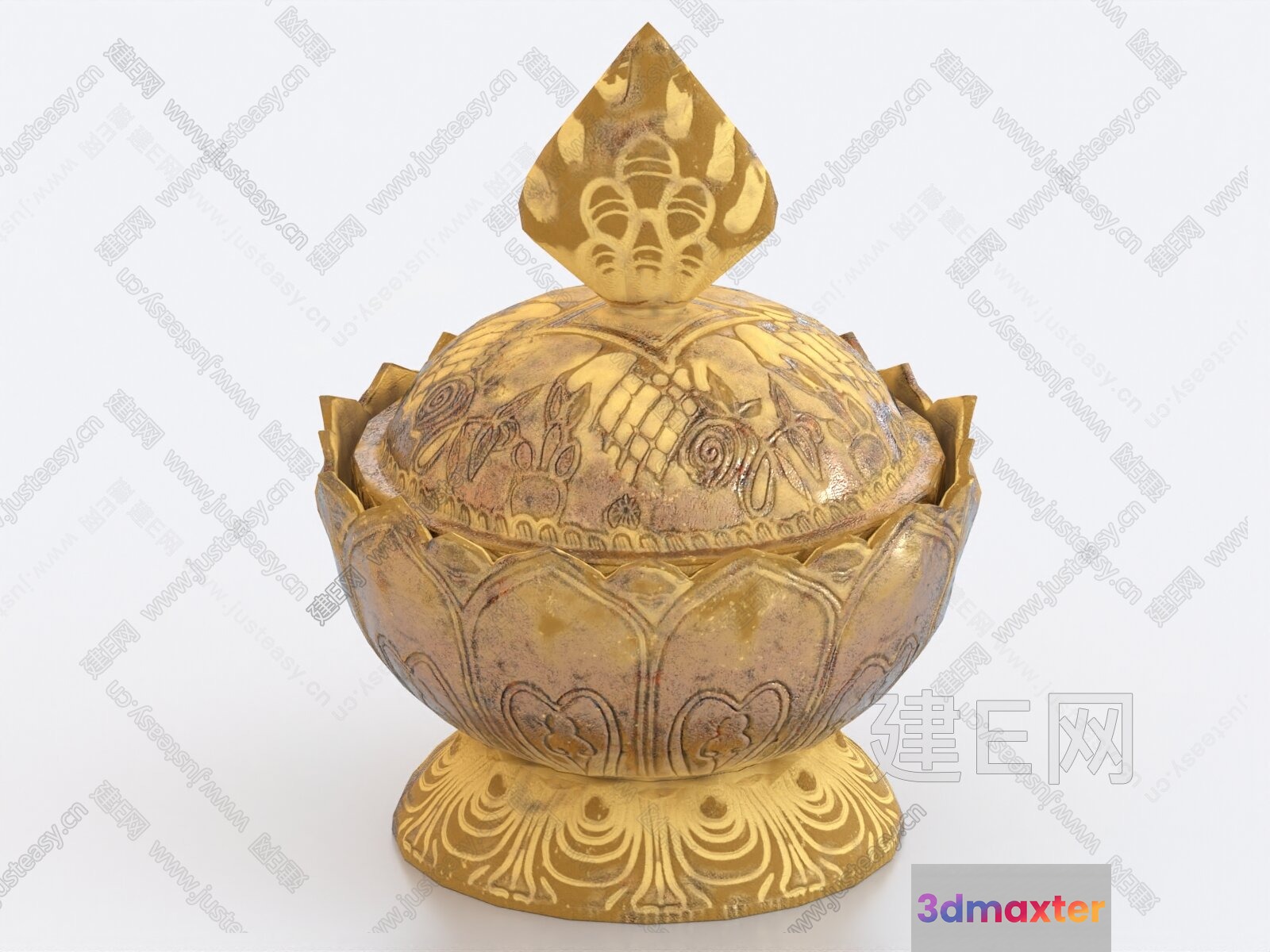 Gold Decorated Bowl 3D Model - 17648 - VRAY Render