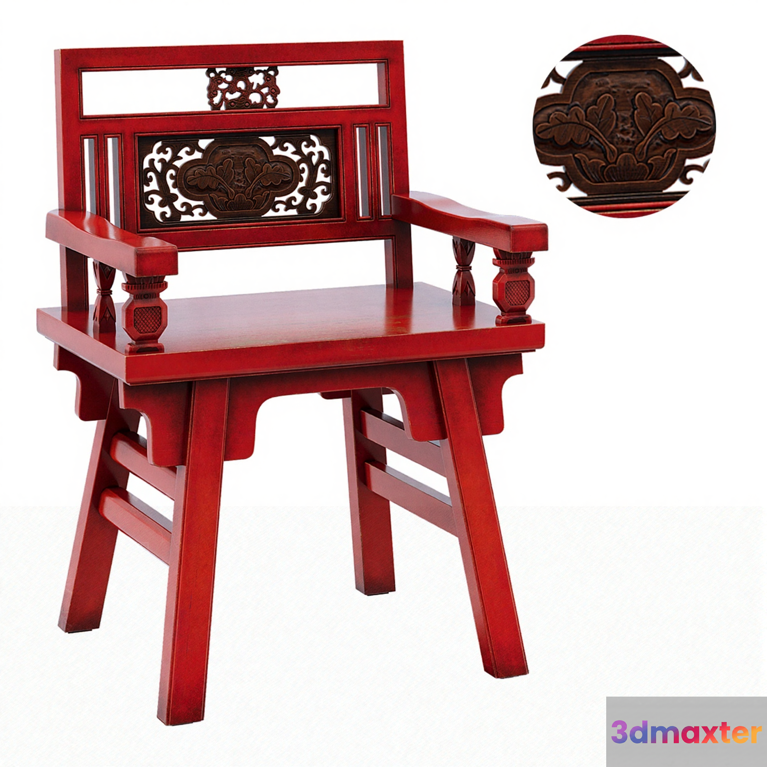 Wooden Asian-Style Chair 3D Model - 11315 - CORONA Render