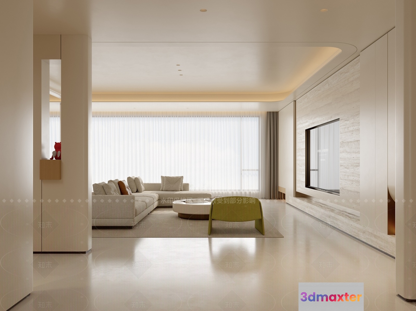 Modern Living Room 3D Model - 2984 - VRAY Render