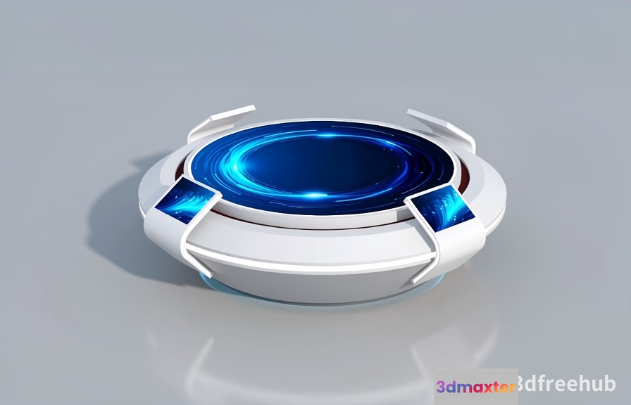 Circular Blue Object With White Trim 3D Model - 2041 - VRAY Render