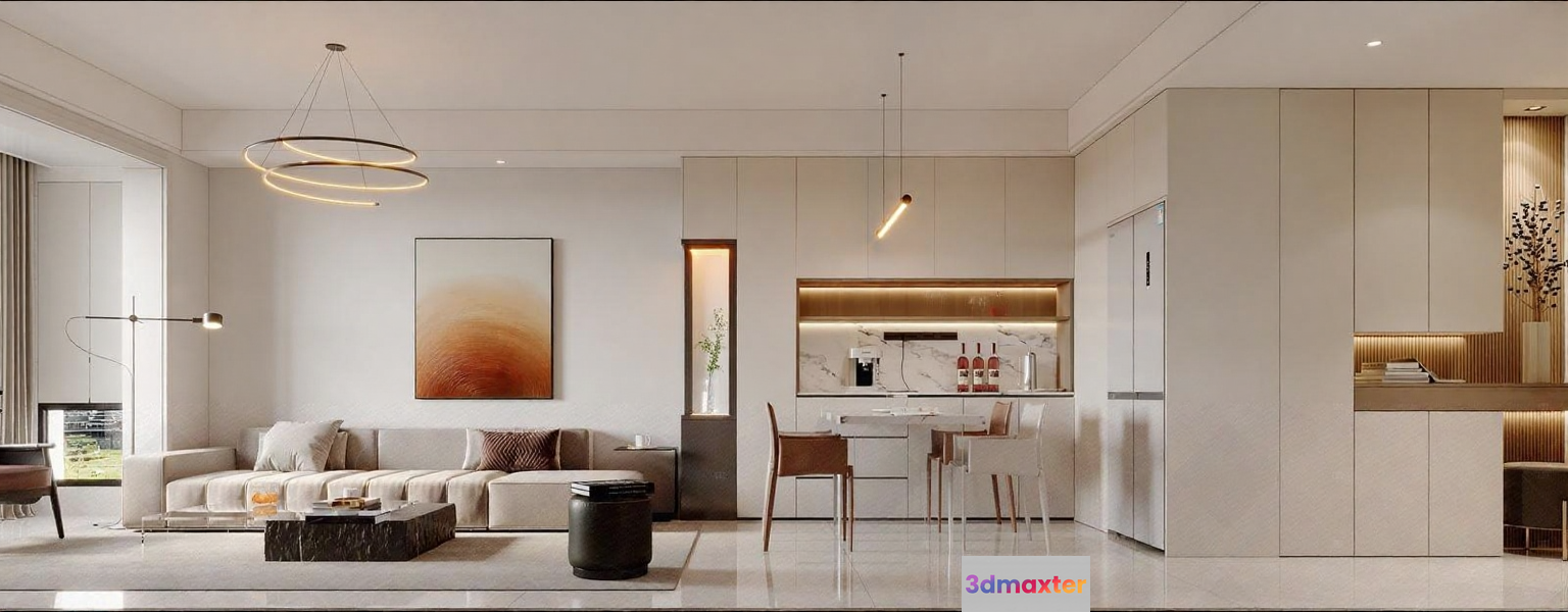 Modern Living Room 3D Model - 16975 - VRAY Render