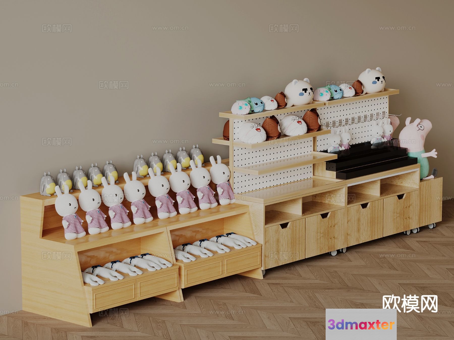 Wooden Storage Shelves 3D Model - 9382 - VRAY Render