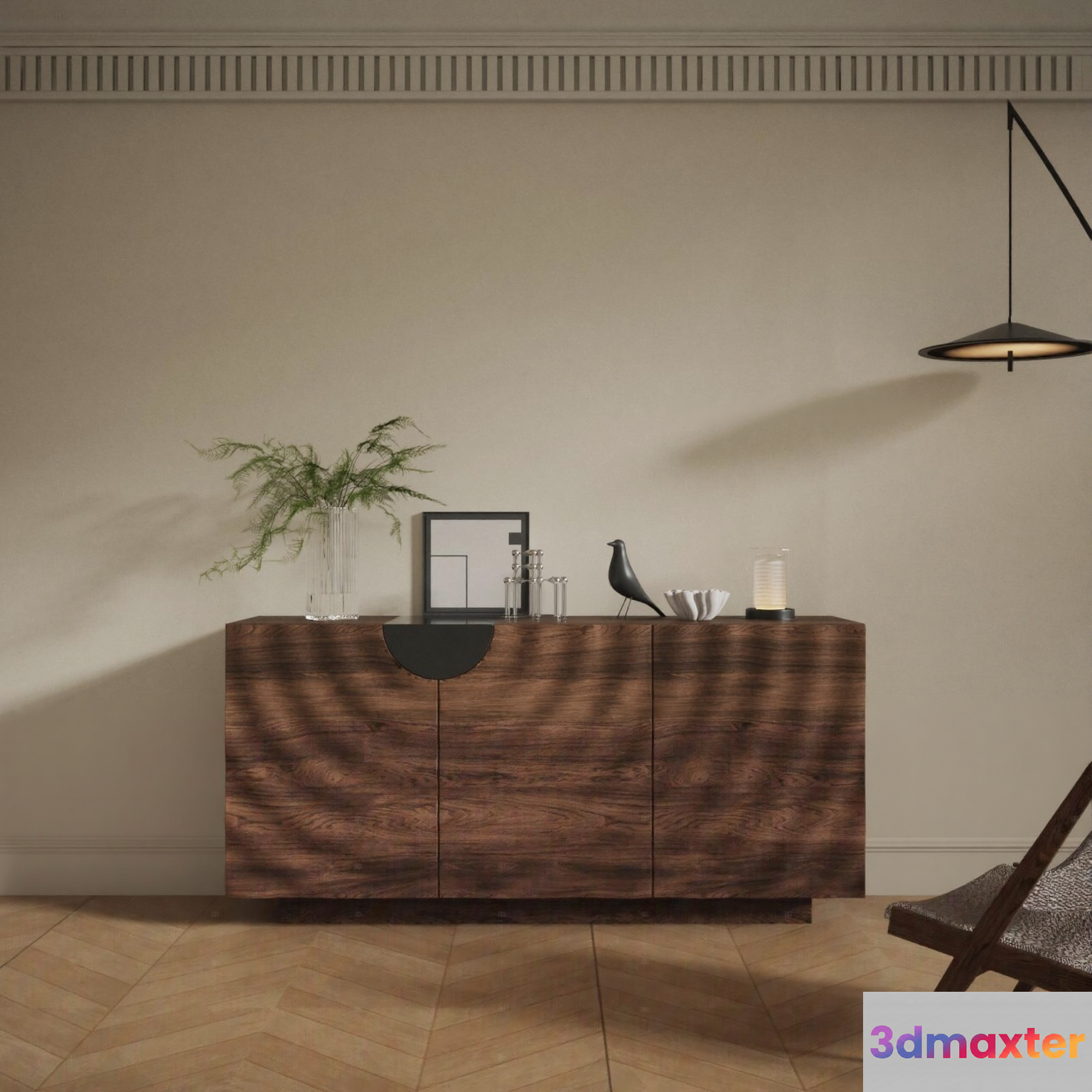 Modern Wooden Sideboard 3D Model - 9995 - VRAY Render