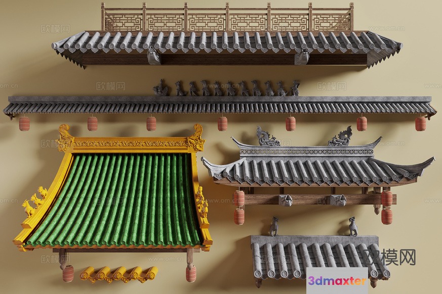 Traditional Chinese Roofing 3D Model - 1134 - CORONA Render