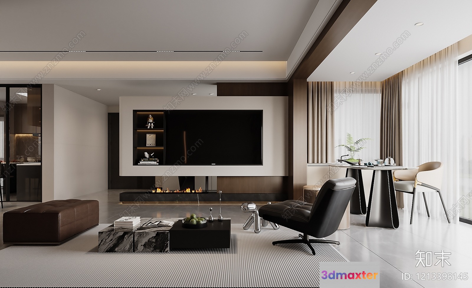Modern Living Room 3D Model - 20150 - VRAY Render