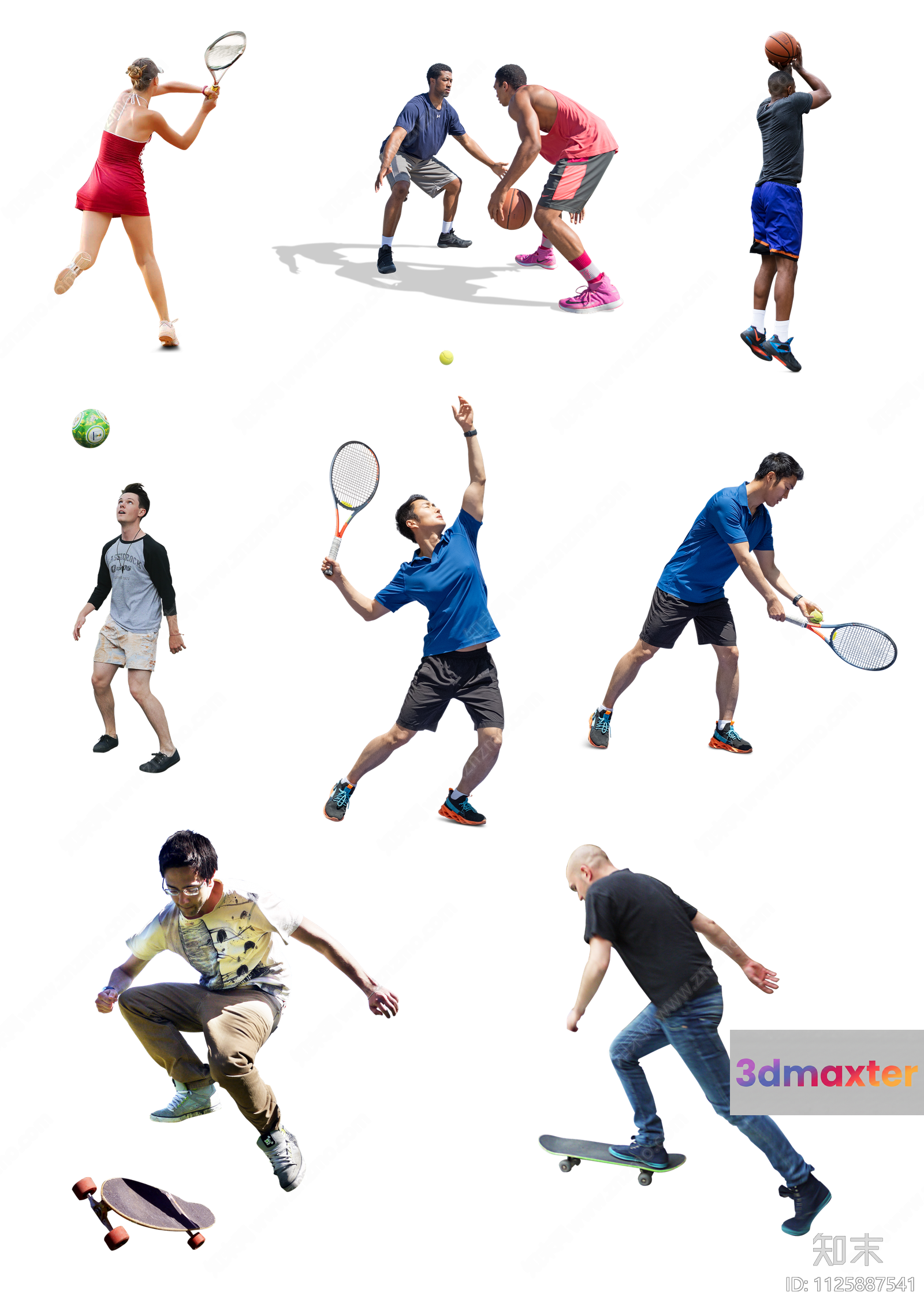 A Collage Of People Playing Sports 3D Model - 9671 - VRAY Render