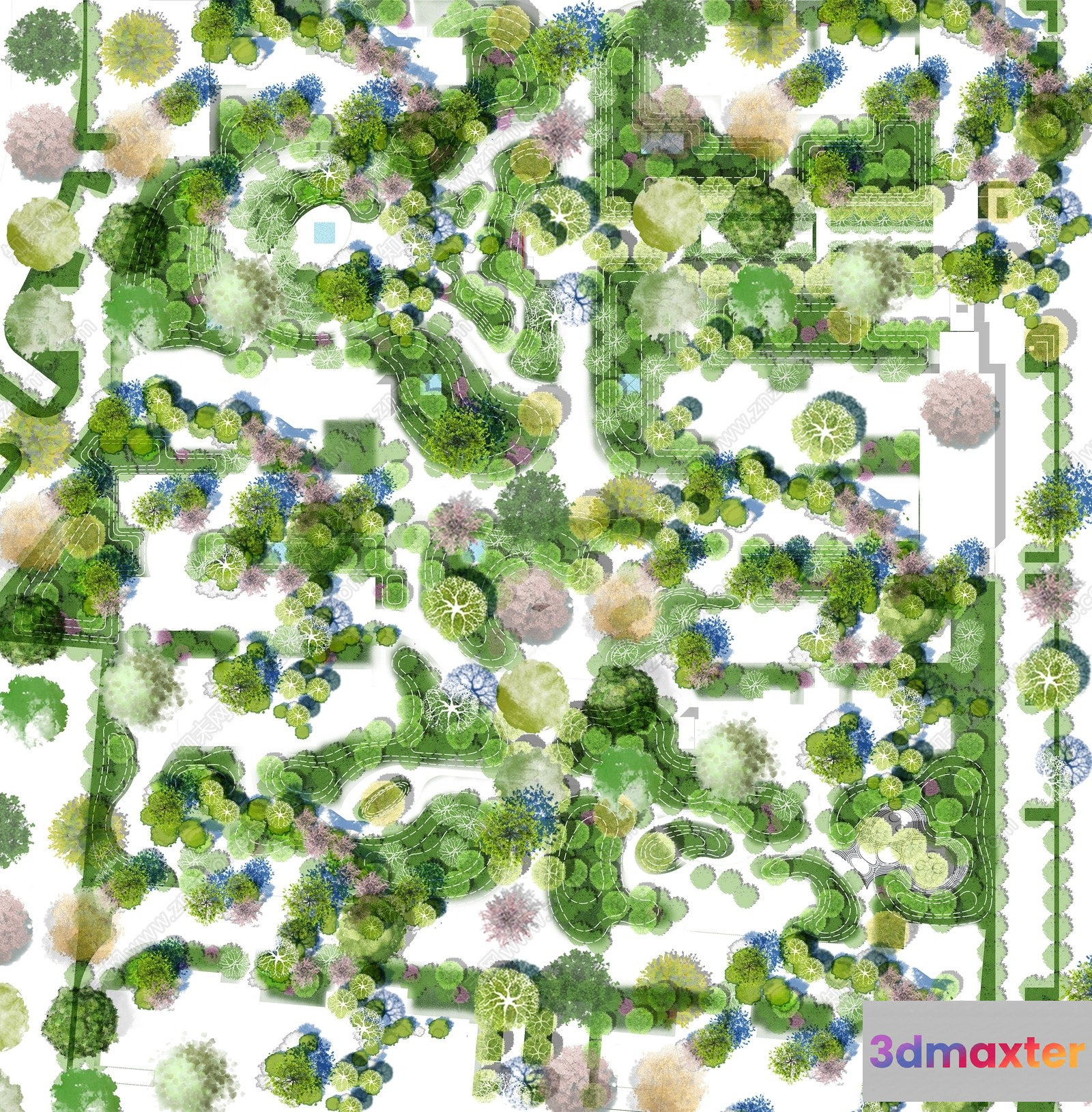 A Bird'S-Eye View Of A Golf Course 3D Model - 18351 - VRAY Render