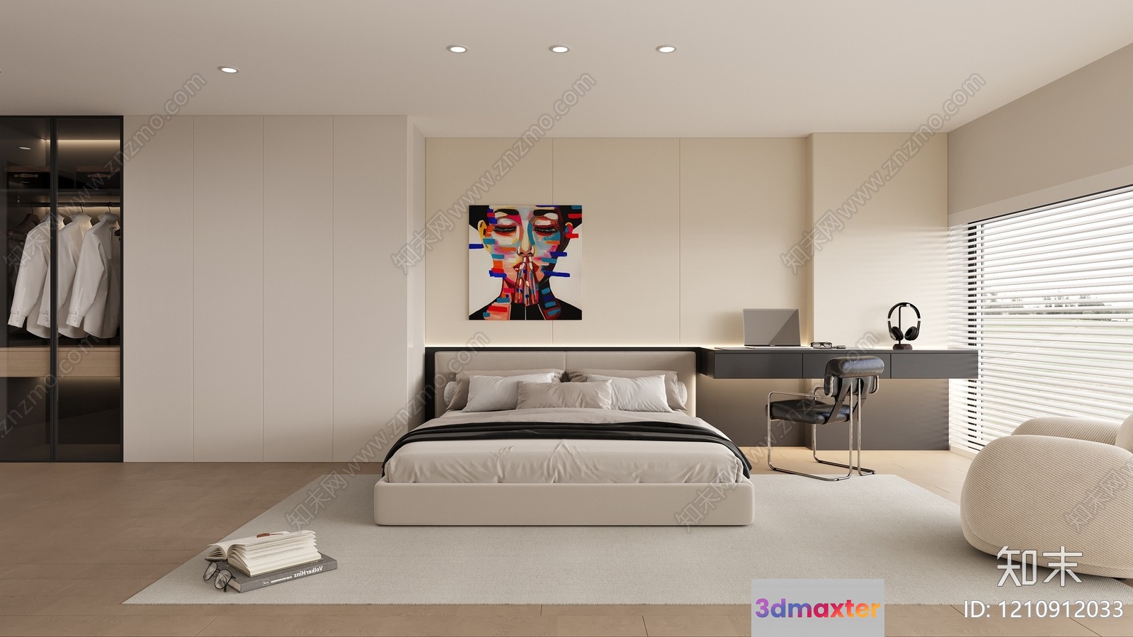 Modern Master Bedroom 3D Model - 6565 - VRAY Render