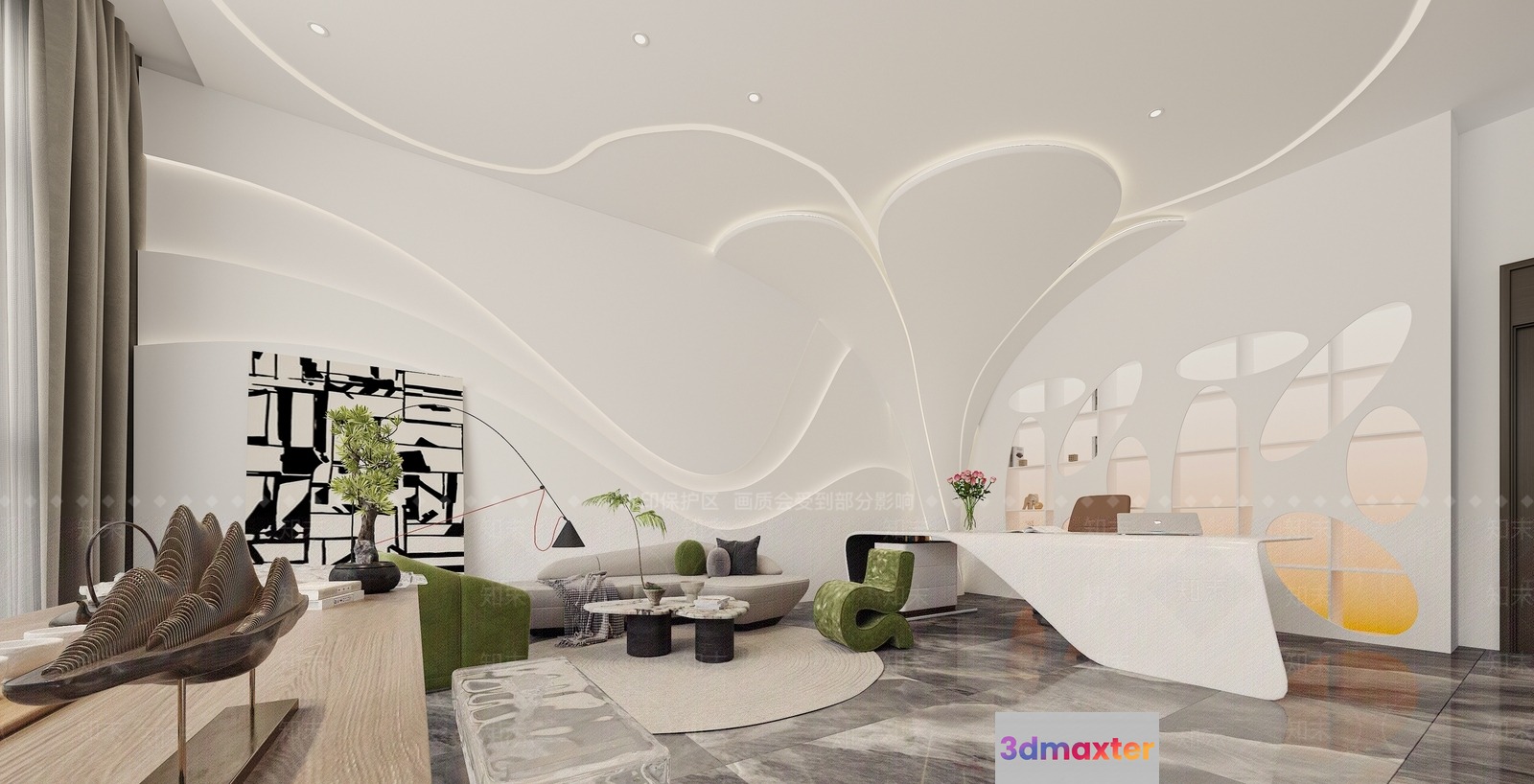 Modern Living Room 3D Model - 3485 - VRAY Render