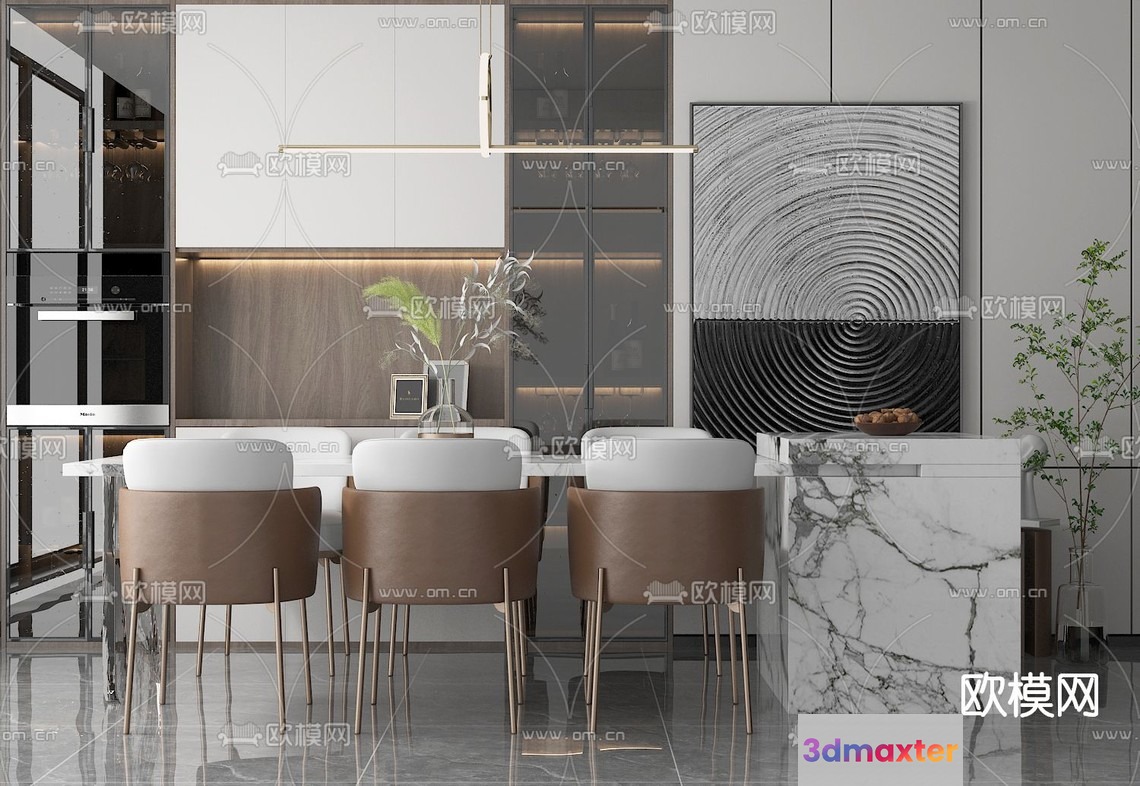 Modern Dining Room 3D Model - 15432 - VRAY Render