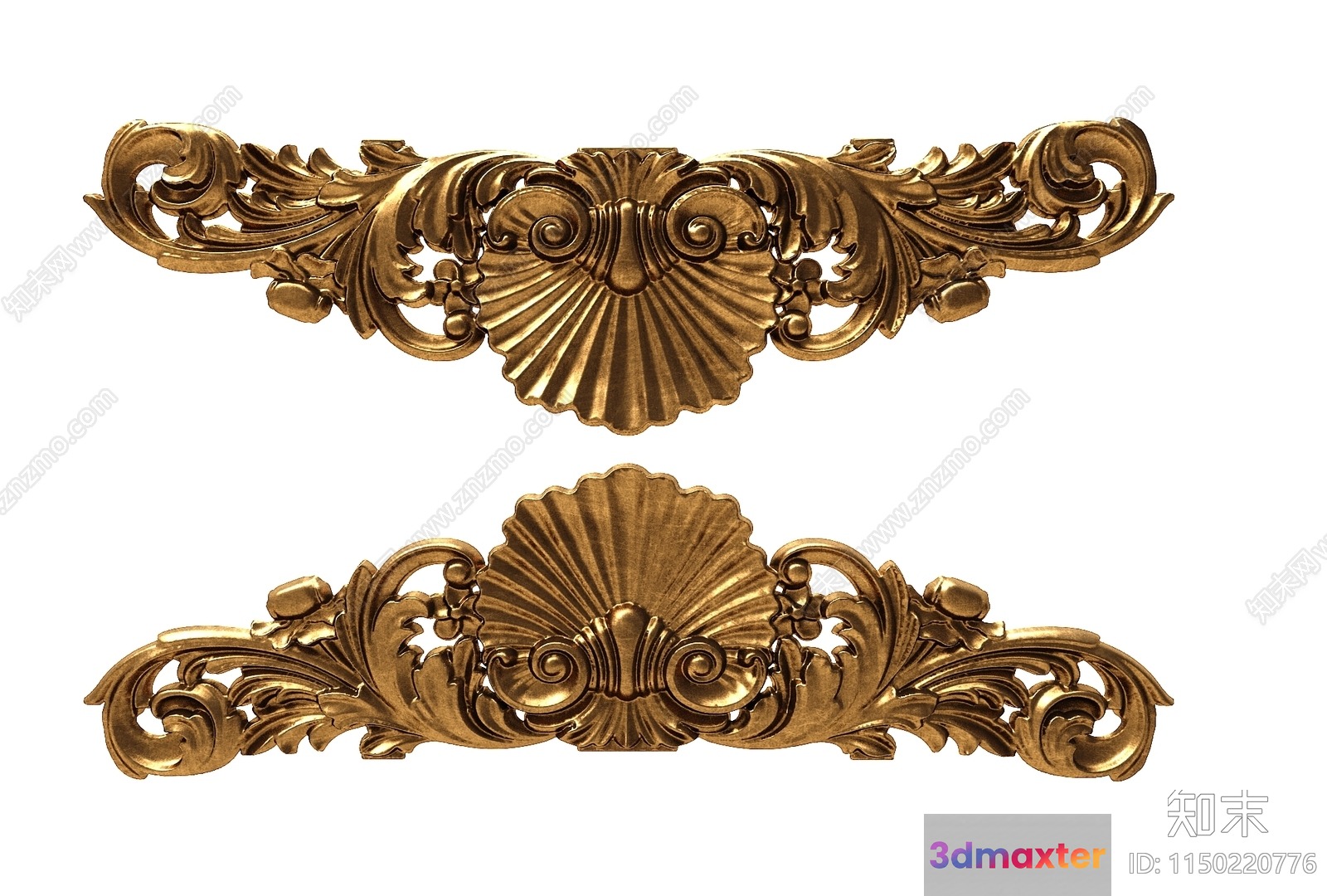 Gold Shell-Shaped Decorative Piece 3D Model - 305 - VRAY Render