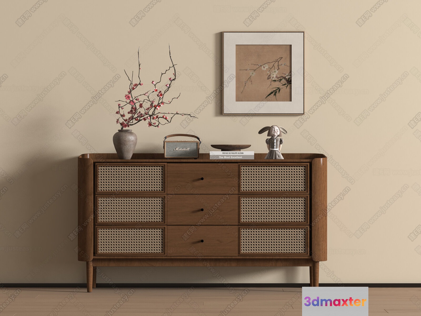 Mid-Century Modern Dresser 3D Model - 10027 - VRAY Render