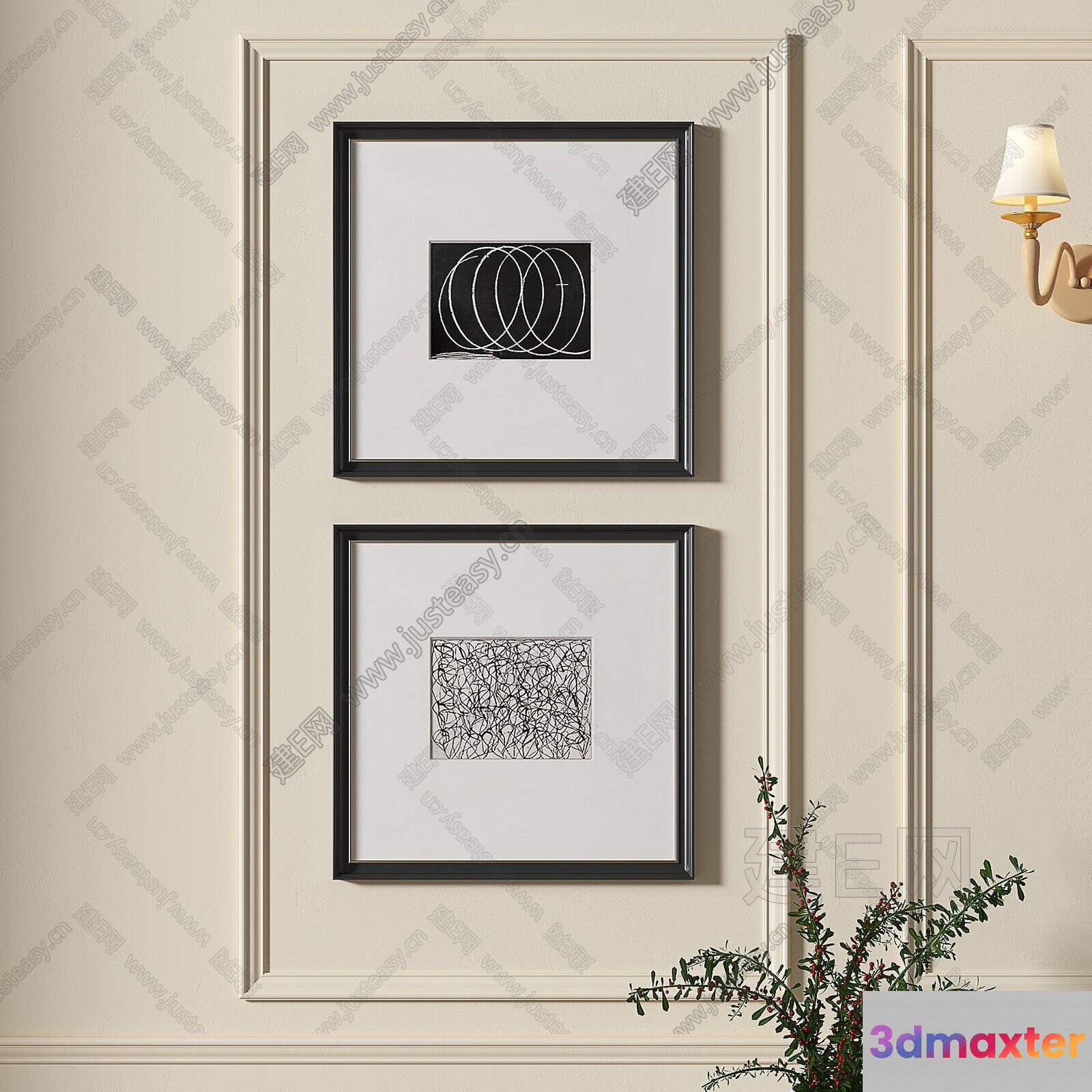 Modern Black Frames 3D Model - 21700 - VRAY Render